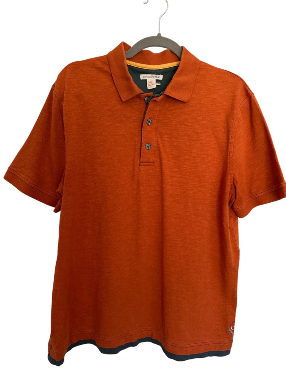 Carbon2Cobalt Men's Orange Short Sleeve Catalyst Polo Shirt Size Medium